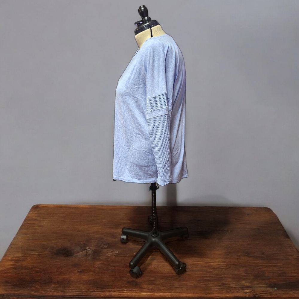 Bryant Light Blue Long Sleeve T-shirt with Mesh Detail - Picture 4 of 9